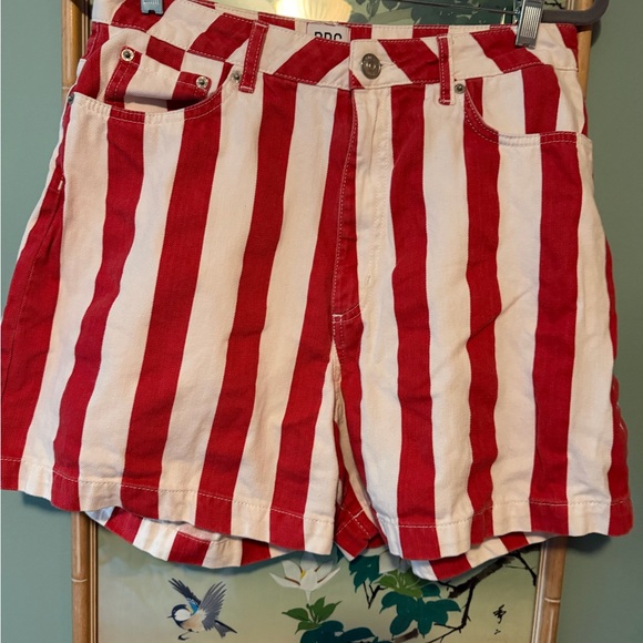 BDG Pants - BDG Red and White Striped Women's Bermudas
